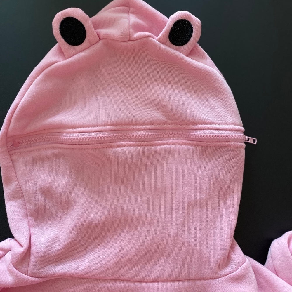 Hoodie Frog Zip it up or not Face w ears and Frog Feet